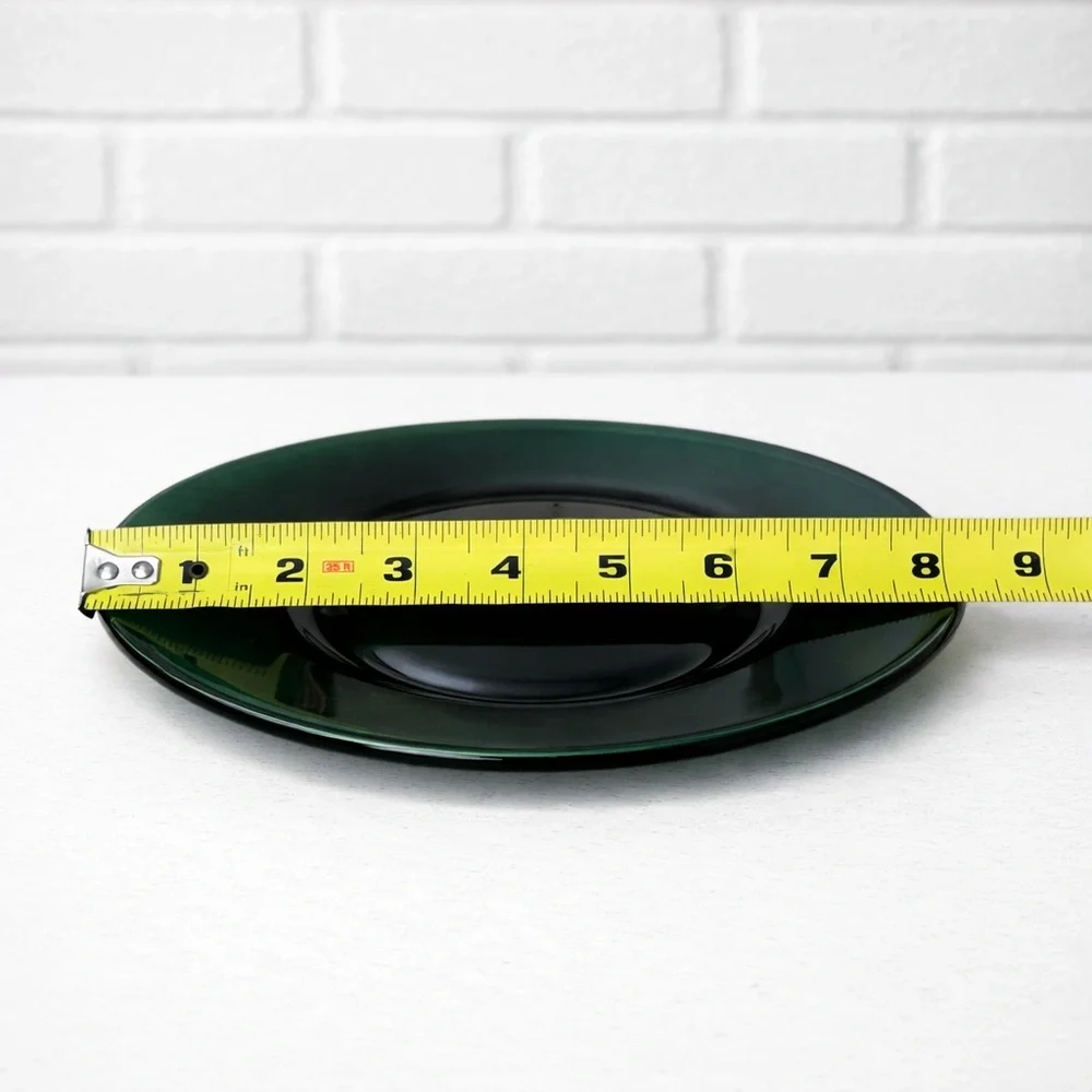Set of 6 Vintage Emerald Green Glass Salad Plates-Mid Century Modern MCM